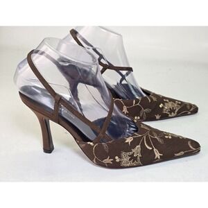 Nordstrom Brown Floral Heels